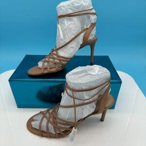 Ann Taylor Women's Strappy Caged Gladiator Lace Up High Heel Shoe, Size 8M, Nude